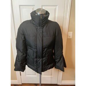 BCBG Max Azria  Black Zip-Up Down Fill Coat Jacket W/ Rib Cuff Sleeves, Size XS